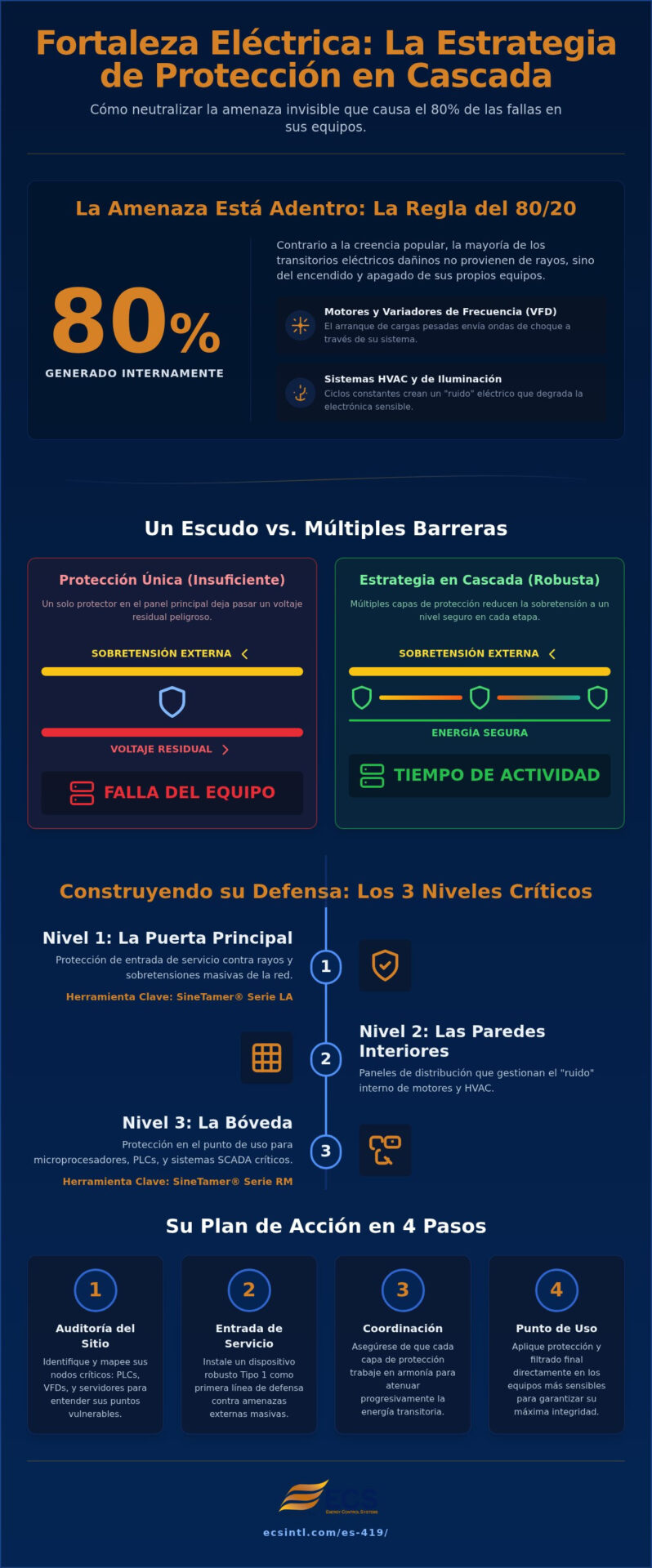 Estrategia de Protección contra Sobretensiones en Cascada: La Guía Industrial para un Tiempo de Actividad Total (2026)