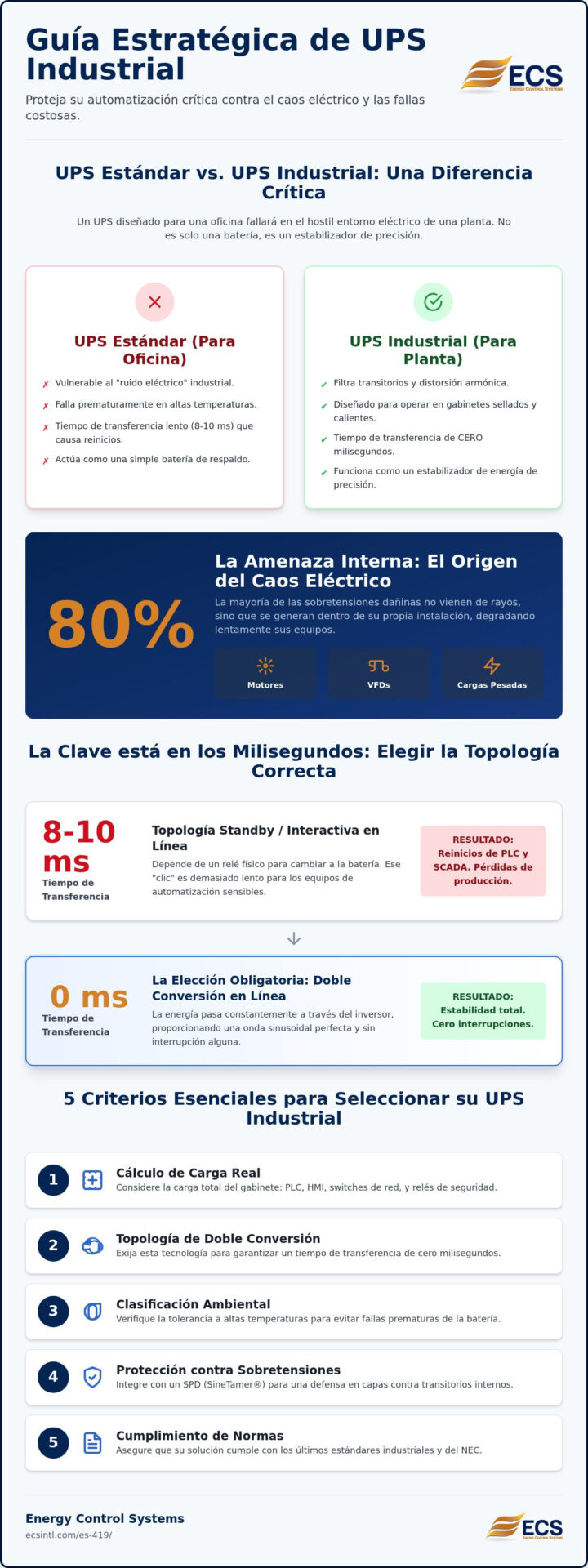 Estrategia 2026: Cómo Elegir un UPS para Automatización Industrial